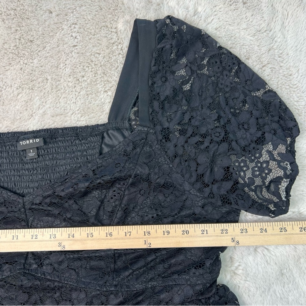 Torrid Babydoll Lace Puff Sleeve Top Sweetheart Neckline Plus Size 1 Stretch - Picture 10 of 13